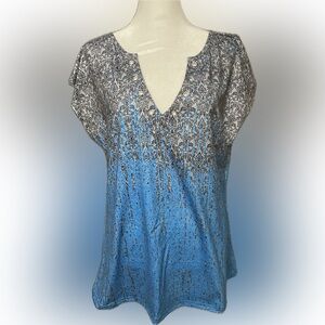 Blue and Black Short Sleeve Women's Top